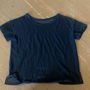 Rave Short Sleeve Mesh Top - Navy Blue